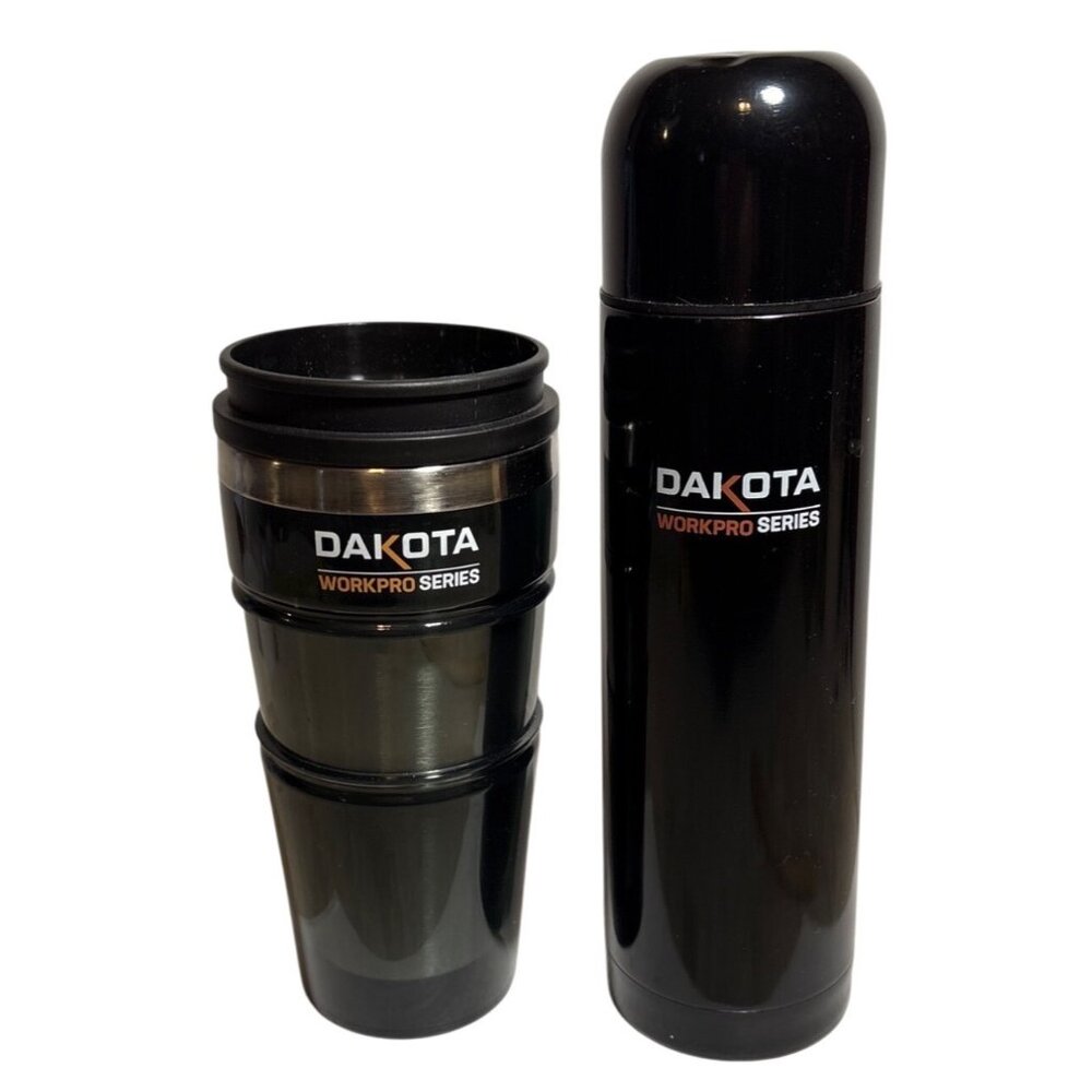 Travel Mug & Thermos Set Stainless Steel Insulated Black Dakota WorkPro Series